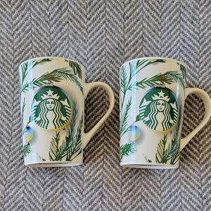 Starbucks Holiday Pine Design Mugs NWOT